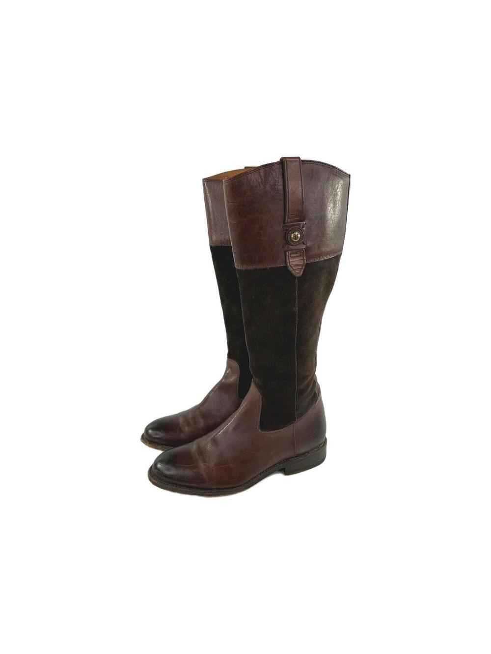 Frye Jayden Womens Button Tall Riding Boots US 8.5 B Chocolate Brown Zip Boot